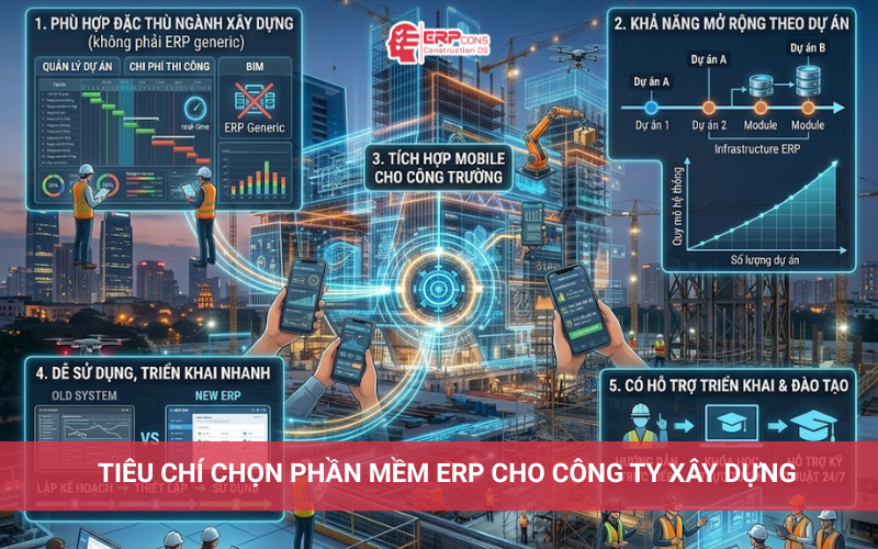 tiêu chí chọn phần mềm ERP xây dựng phù hợp