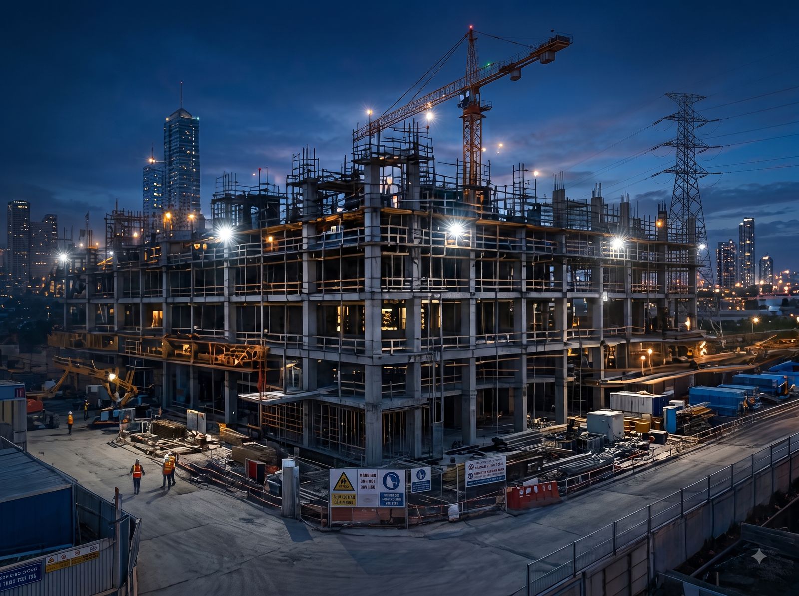 Aerial view of a construction site